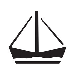 Boat Icon Symbol Black and White Illustration Nautical Ship Sail Marine Ocean Travel Vector