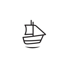 Boat Icon Symbol Black and White Illustration Nautical Ship Sail Marine Ocean Travel Vector