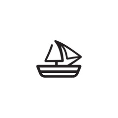 Boat Icon Symbol Black and White Illustration Nautical Ship Sail Marine Ocean Travel Vector