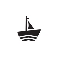 Boat Icon Symbol Black and White Illustration Nautical Ship Sail Marine Ocean Travel Vector
