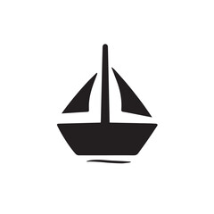 Boat Icon Symbol Black and White Illustration Nautical Ship Sail Marine Ocean Travel Vector
