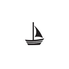 Boat Icon Symbol Black and White Illustration Nautical Ship Sail Marine Ocean Travel Vector