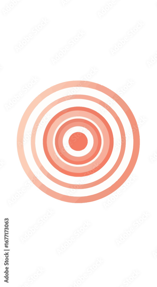 Poster simple line art circle concentric rings coral color abstract shape