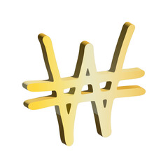 3d won currency symbol. Single element for design