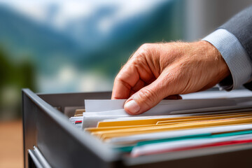 Organizing Documents in Filing Cabinet &ndash; Business Workspace Concept