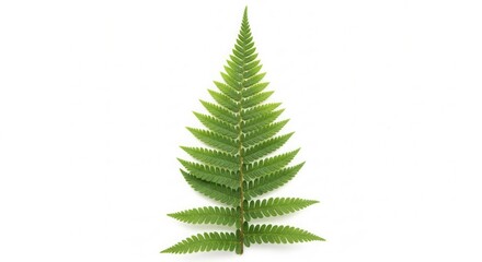 Isolated green fern frond against a clean white background studio shot nature concept