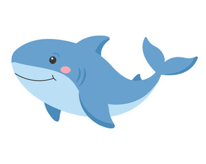 Cute shark isolated on white background