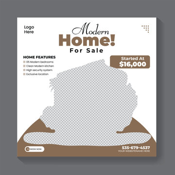 Elegant modern dream home real estate social media post template for sale