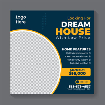Real Estate Property Social Media Post Template, Modern Home Sale Social Media Promotion