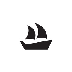 Boat Icon Symbol Black and White Illustration Nautical Ship Sail Marine Ocean Travel Vector