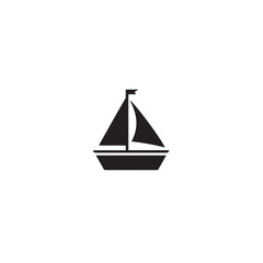 Boat Icon Symbol Black and White Illustration Nautical Ship Sail Marine Ocean Travel Vector