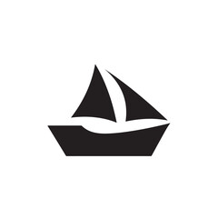 Boat Icon Symbol Black and White Illustration Nautical Ship Sail Marine Ocean Travel Vector