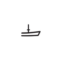 Boat Icon Symbol Black and White Illustration Nautical Ship Sail Marine Ocean Travel Vector