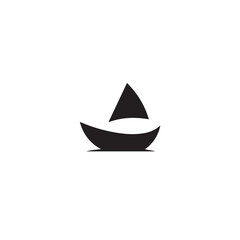 Boat Icon Symbol Black and White Illustration Nautical Ship Sail Marine Ocean Travel Vector