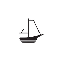 Boat Icon Symbol Black and White Illustration Nautical Ship Sail Marine Ocean Travel Vector