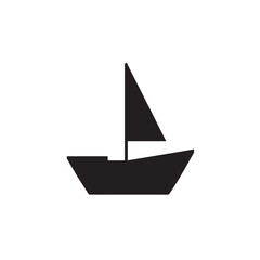 Boat Icon Symbol Black and White Illustration Nautical Ship Sail Marine Ocean Travel Vector