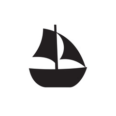 Boat Icon Symbol Black and White Illustration Nautical Ship Sail Marine Ocean Travel Vector