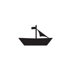 Boat Icon Symbol Black and White Illustration Nautical Ship Sail Marine Ocean Travel Vector