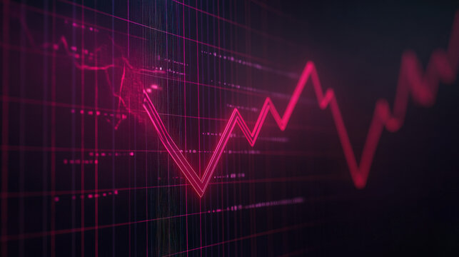 bold red downward sloping arrow on dark grid background with subtle data points dramatic glow financial crisis concept illustration concept scene visual for commercial design use high detail quality