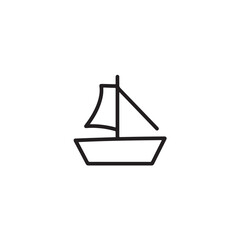 Boat Icon Symbol Black and White Illustration Nautical Ship Sail Marine Ocean Travel Vector