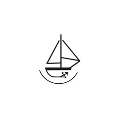 Boat Icon Symbol Black and White Illustration Nautical Ship Sail Marine Ocean Travel Vector