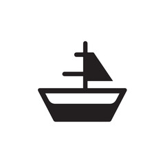 Boat Icon Symbol Black and White Illustration Nautical Ship Sail Marine Ocean Travel Vector