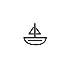 Boat Icon Symbol Black and White Illustration Nautical Ship Sail Marine Ocean Travel Vector