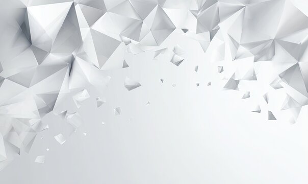 Abstract geometric background of clustered, light gray, triangular facets