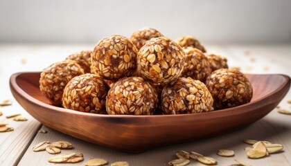whole food plant based close up of oat based energy balls healthy snack