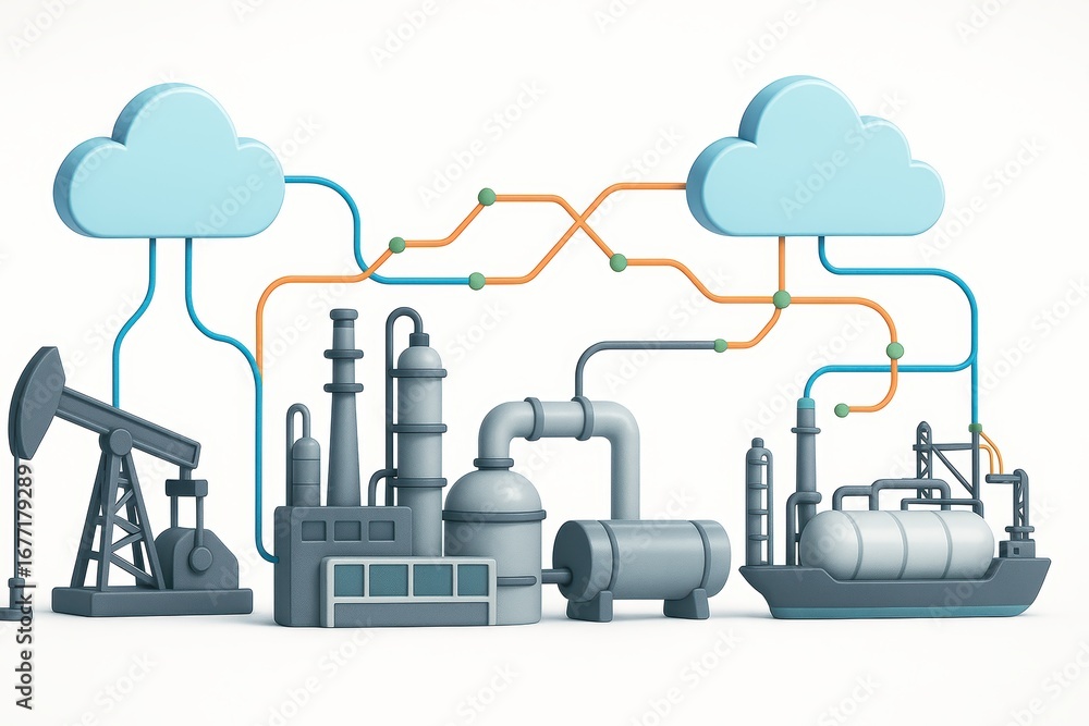 Aufkleber visualization of cloud computing integration in oil and gas industry processes