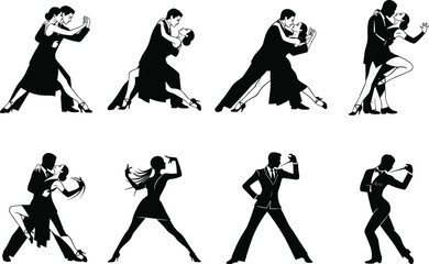Tango Dance Silhouettes, Couple Dancing, Passionate Dance Moves, Elegant Dance Pose, Ballroom Dance, Couple Performance