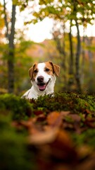 Dog in autumn forest (1)