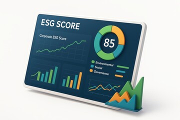 Innovative ESG Score Display with Graphs and Colorful Elements for Sustainable Investing