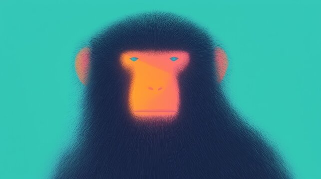 A beautifully stylized digital illustration showcasing the face of a charming monkey