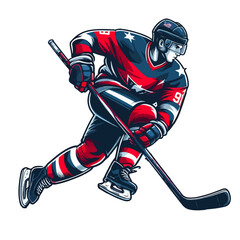  Hockey player in action vector illustration