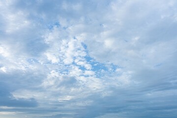 Blue sky with scattered cumulus and stratus clouds High resolution image of a cloudy daytime sky