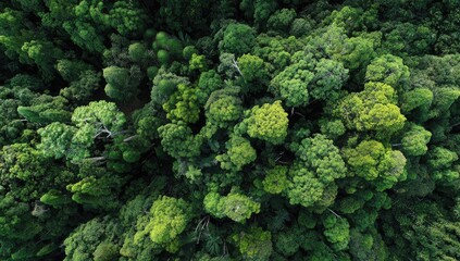 Dense green forest canopy from above