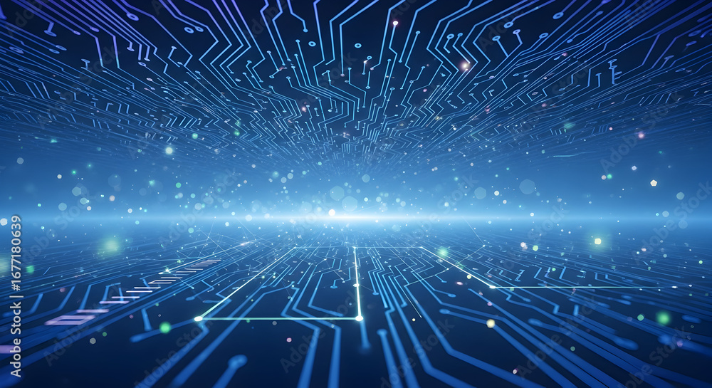 Aufkleber abstract technology background. dynamic digital network concept with interconnected lines and glowin