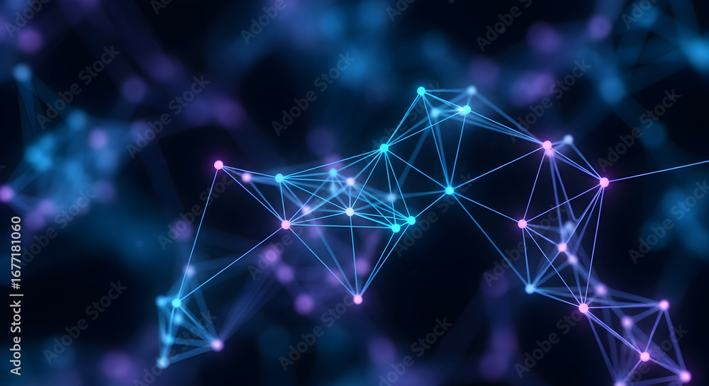 Aufkleber abstract technology background. dynamic digital network concept with interconnected lines and glowin