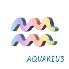 3d aquarius zodiac sign Astrology clipart Element for design