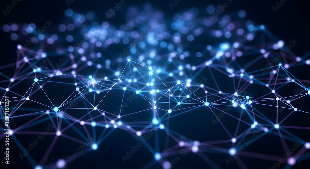 Aufkleber abstract technology background. dynamic digital network concept with interconnected lines and glowin