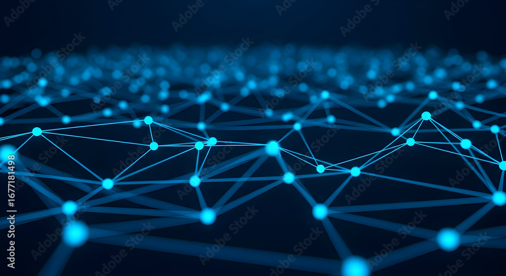 Fototapete abstract technology background. dynamic digital network concept with interconnected lines and glowin