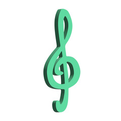 Fototapeta premium 3d treble clef. Hand drawn musical symbol. Single element for print, web, design, decor, logo