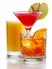 A vibrant display of colorful cocktails showcasing refreshing flavors and garnishes, perfect for any celebration.