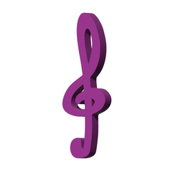 Fototapeta premium 3d treble clef. Hand drawn musical symbol. Single element for print, web, design, decor, logo