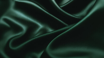 Obraz premium Close View of Dark Green Silk with Smooth Wavy Folds and Soft Gloss
