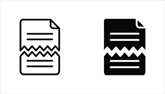 Broken File Icon set. Corrupted file symbol. Vector Illustration for web design. Isolated on white background.