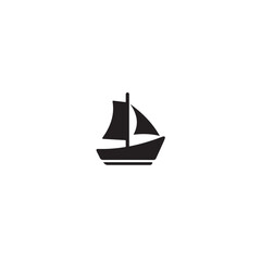 Boat Icon Symbol Black and White Illustration Nautical Ship Sail Marine Ocean Travel Vector