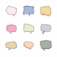 Cute Pastel Sketch Text Bubbles Set