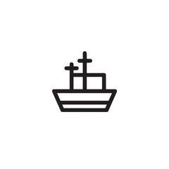 Fototapeta premium Boat Icon Symbol Black and White Illustration Nautical Ship Sail Marine Ocean Travel Vector